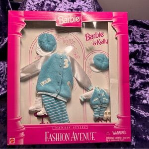 Barbie & Kelly Matchin’ Styles blue sports jacket hat Fashion Avenue New